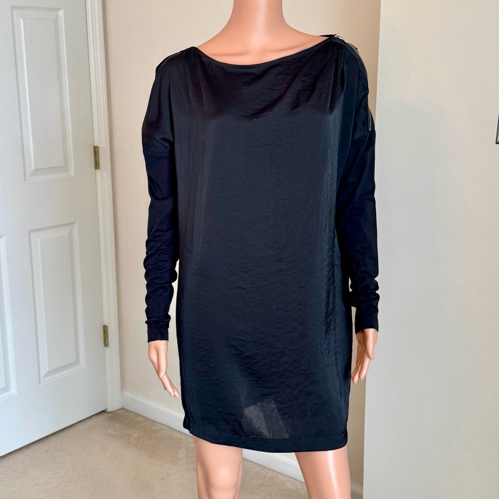 Vintage 90s Y2K Benetton Stile Mini Dress Goth Rocker Glam Sexy Small